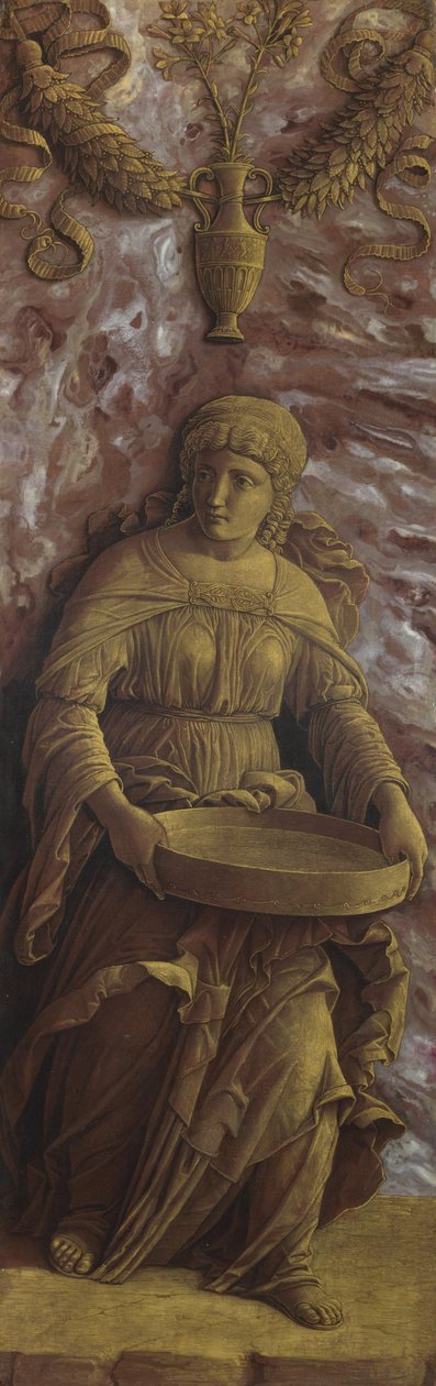 Vestal Virgin Tuccia seulalla, n. 1500. tekijältä Andrea Mantegna