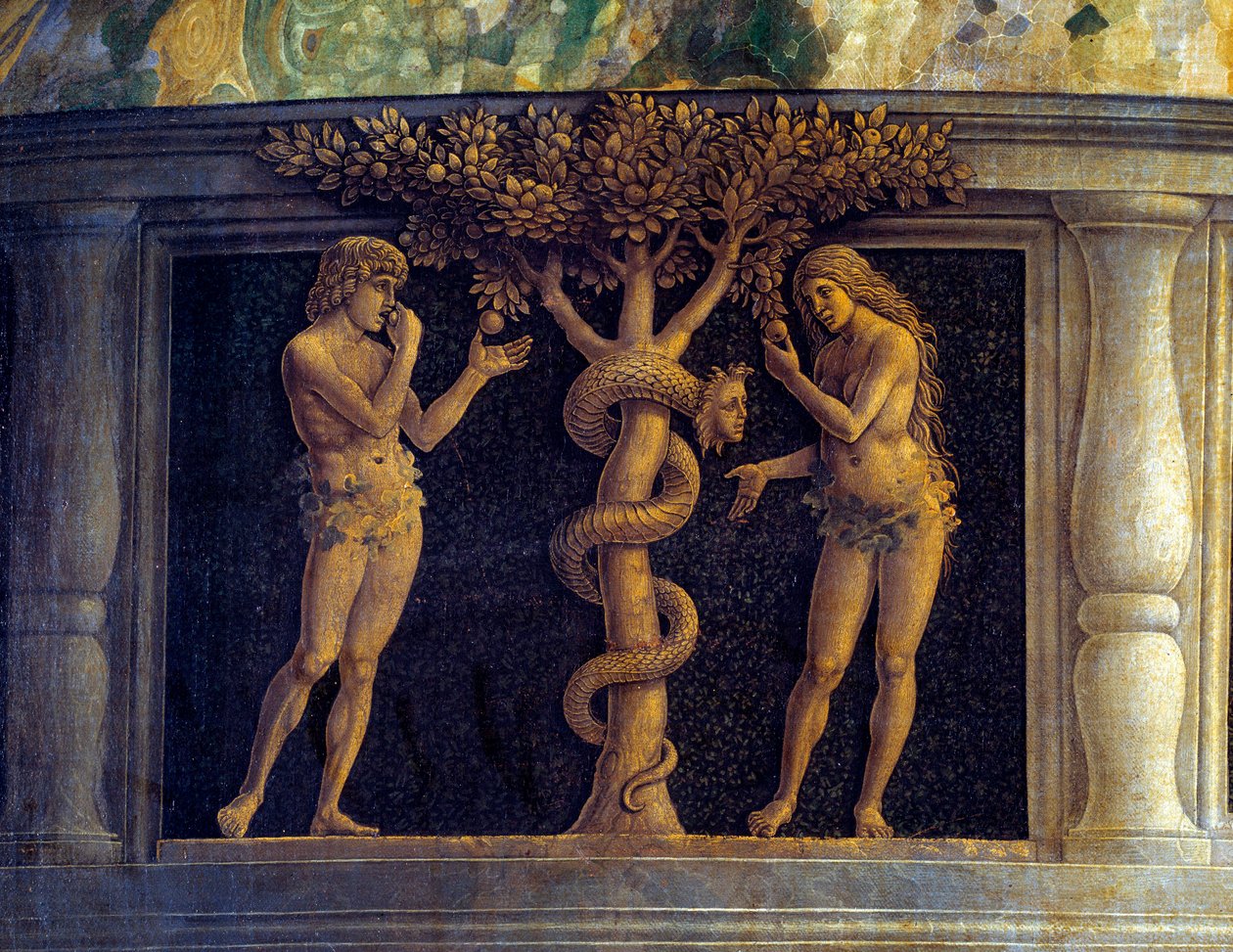 Neitsyt ja lapsi kuuden pyhän ympäröimänä ja jota palvoo Mantovan markiisi Francois II de Gonzaga (Francesco II Gonzaga) (1466-1519), joka tunnetaan Voiton neitsytenä” (Pala della Vittoria) (Madonna della Vittoria)” Temptaa edustava yksityiskohta tekijältä Andrea Mantegna