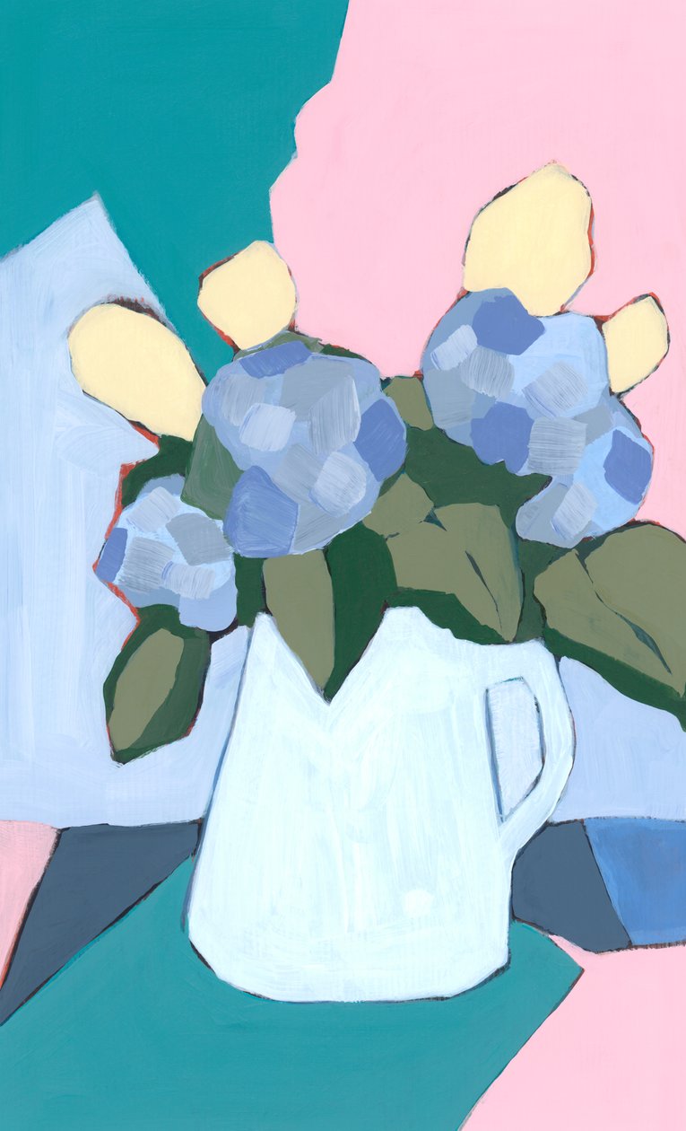 Hydrangeas for mom, 2024 (akryyli paperille) tekijältä Andrea Mejia