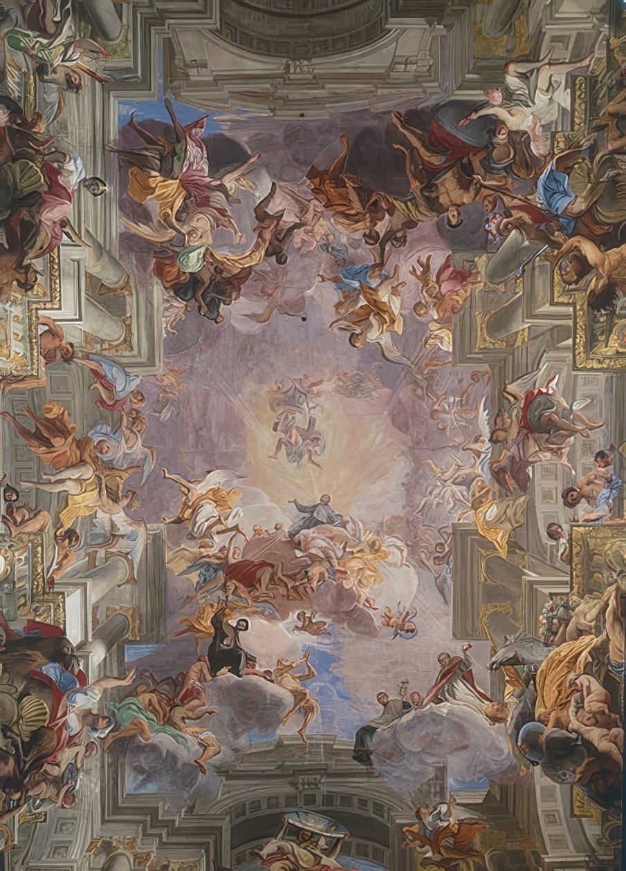Pyhä Ignatius kunniassa. 1691-1694 tekijältä Andrea Pozzo