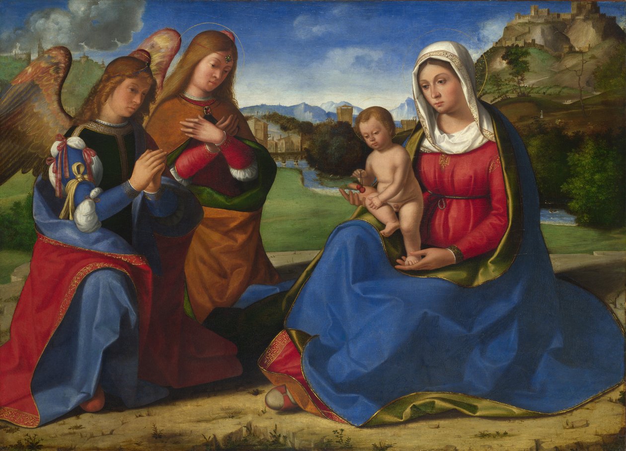 Neitsyt ja lapsi, jota Two Angels palvovat, n. 1505 tekijältä Andrea Previtali
