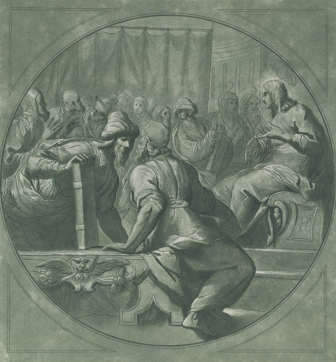 Kristus hämmentää lääkäreitä, 1750-70. tekijältä Andrea Scacciati