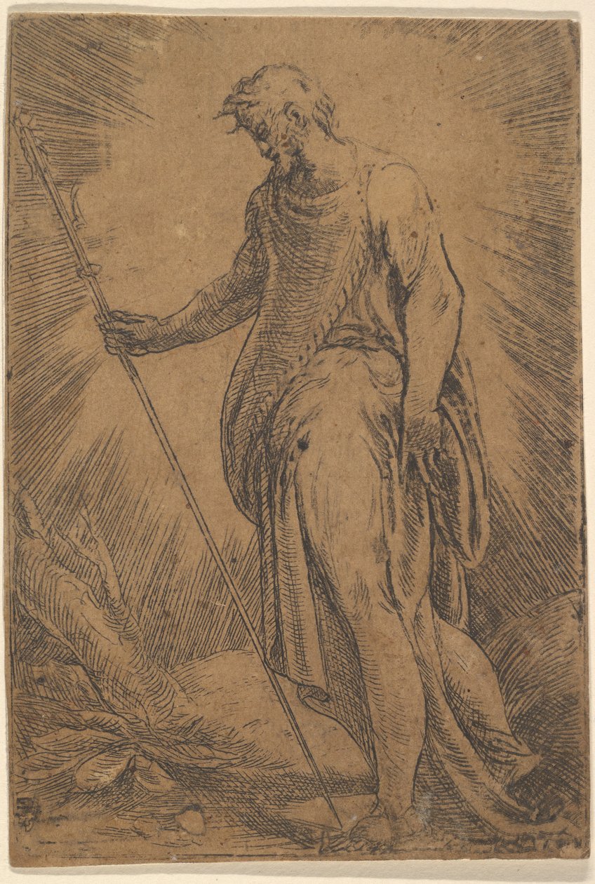 Apostoli kädessään sauvaa vasemmalle päin, n. 1540-60. tekijältä Andrea Schiavone