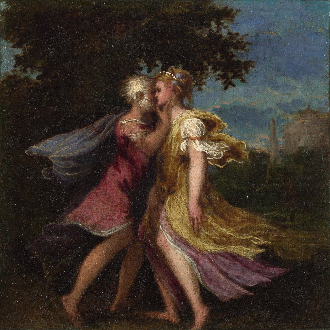 Jupiter viettelemässä Callistoa, n. 1550 tekijältä Andrea Schiavone