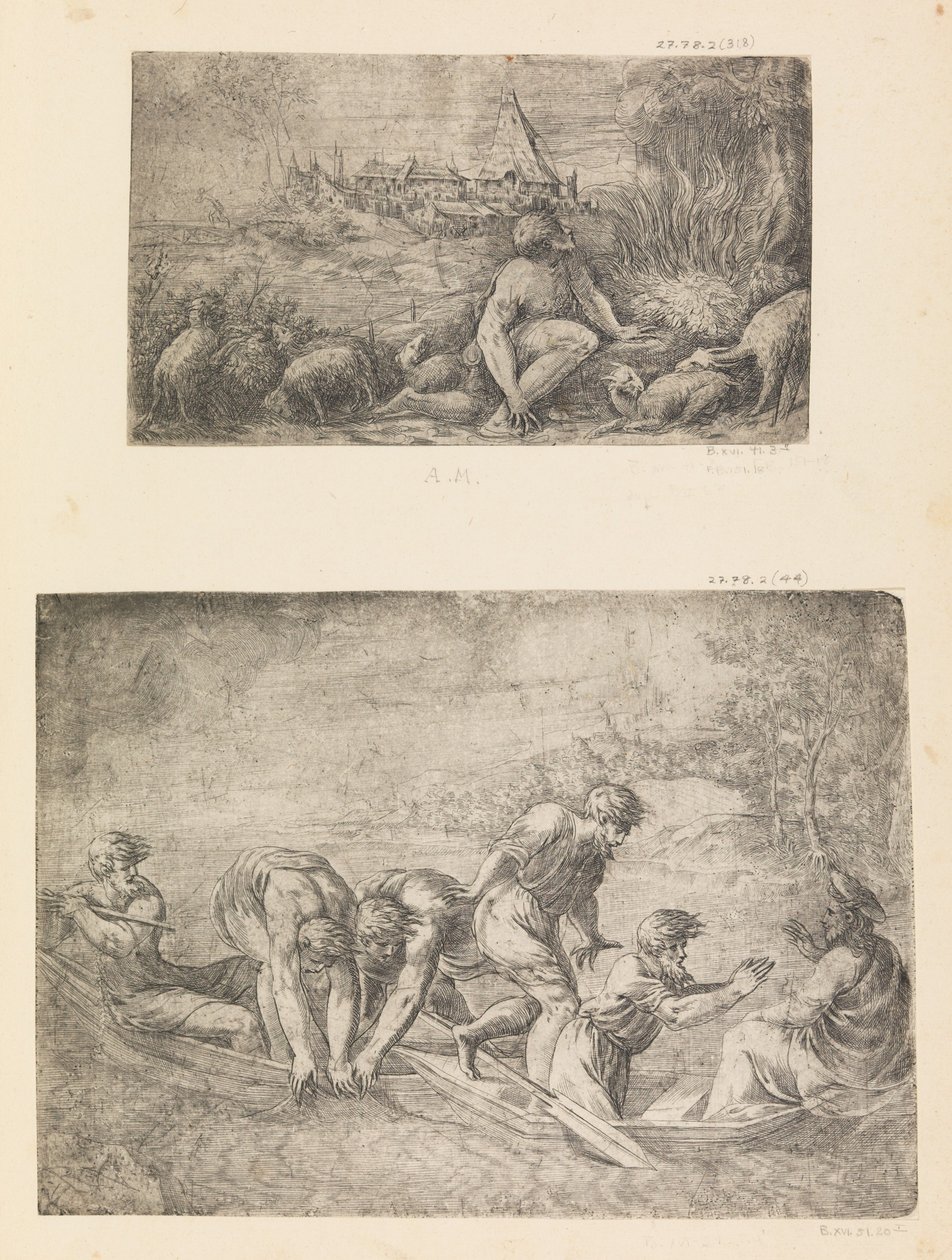 Mooses ja palava pensas, kalojen ihmeellinen luonnos, n. 1544-48. tekijältä Andrea Schiavone