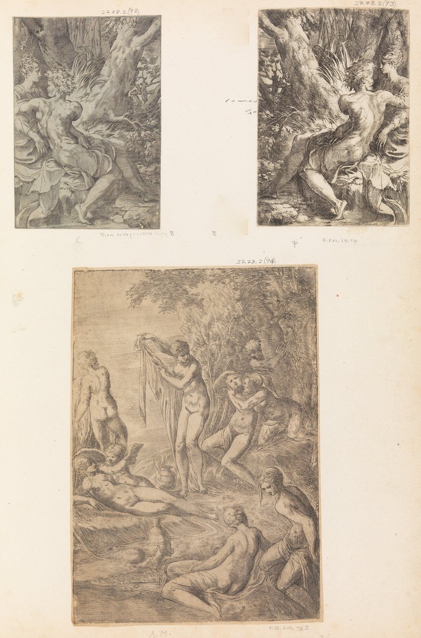 Nymfien uiminen, mahdollisesti n. 1545-50. tekijältä Andrea Schiavone