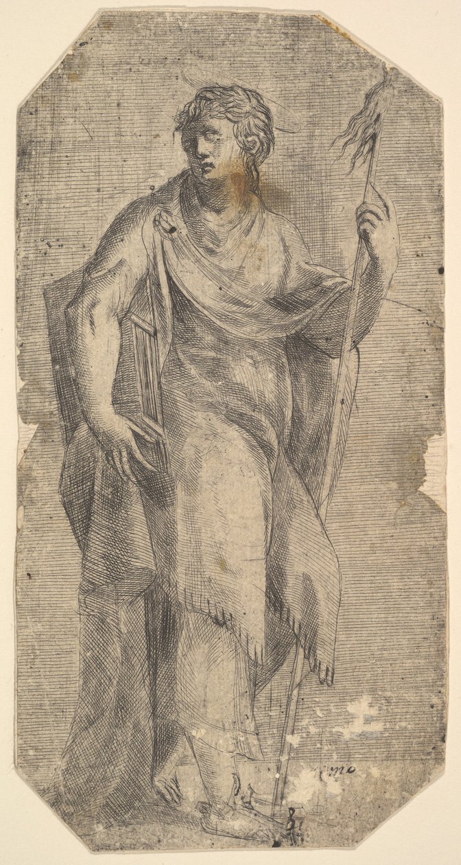 Pyhä Matteus kädessään sauva ja kirja, kääntyy vasemmalle, n. 1540-50. tekijältä Andrea Schiavone