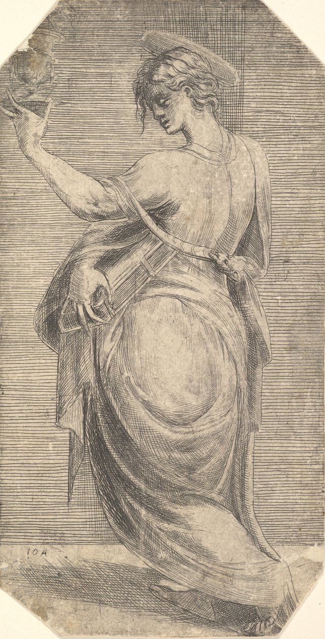 Pyhä Johannes profiilissa vasemmalle, kuvasta "Kristus ja apostolit", n. 1548-50. tekijältä Andrea Schiavone