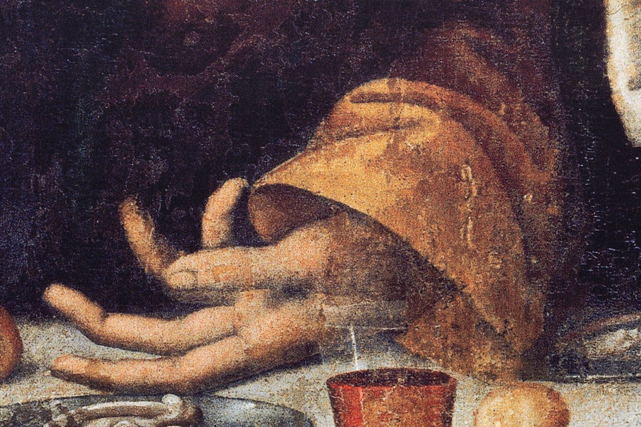 Abbey (Tongerlo Abbey). Maalaus. Viimeinen ehtoollinen. 1506-1507. Yksityiskohta (maalaus) tekijältä Andrea Solario