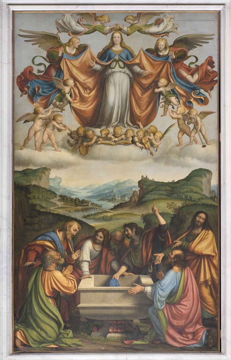 Neitsyt Marian taivaaseenastumis, noin 1520 tekijältä Andrea Solario