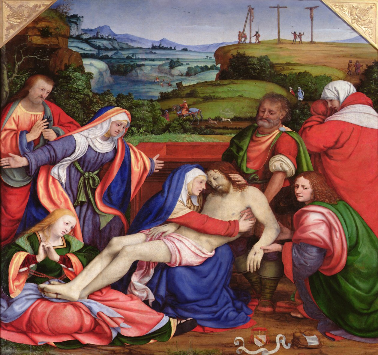 The Lamentation of Christ, n. 1504-07 (öljy paneelille) tekijältä Andrea Solario