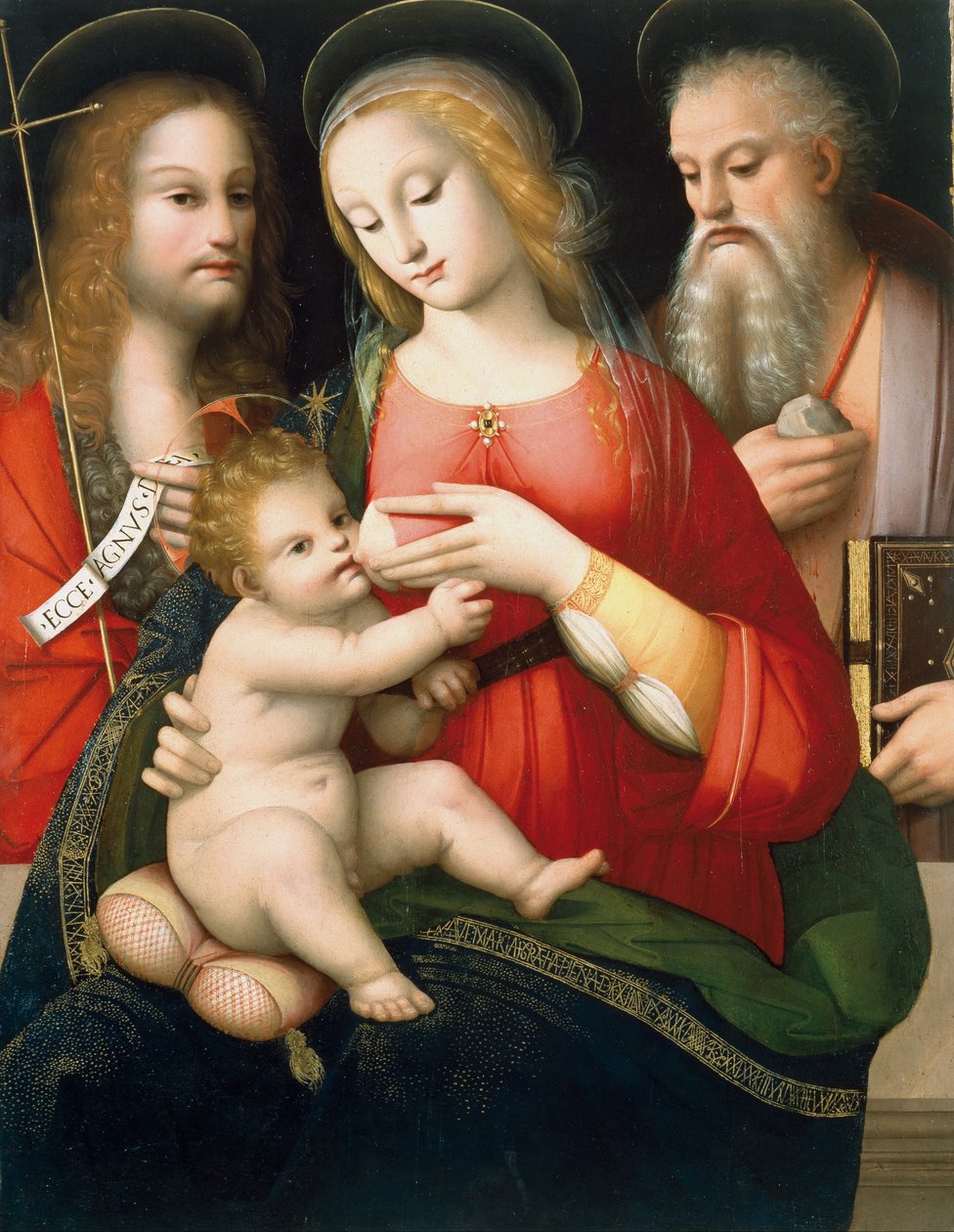 Madonna ja lapsi sekä pyhät Johannes Kastaja ja Girolamo tekijältä Andrea del Brescianino