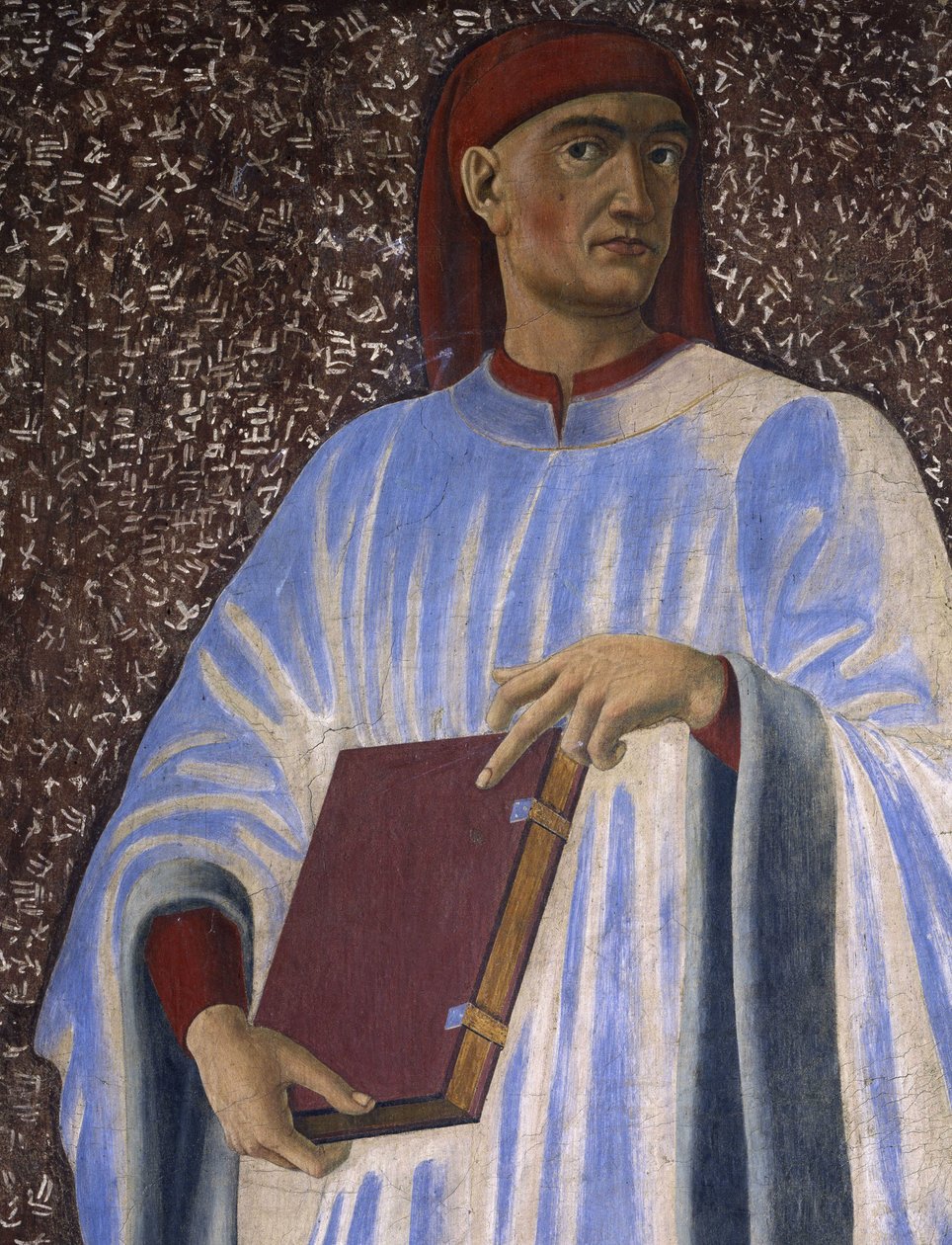Giovanni Boccaccio (1313-75) kuuluisien miesten ja naisten Villa Carducci -sarjasta (yksityiskohta), n. 1450 (kankaalle asetettu fresko) tekijältä Andrea del Castagno