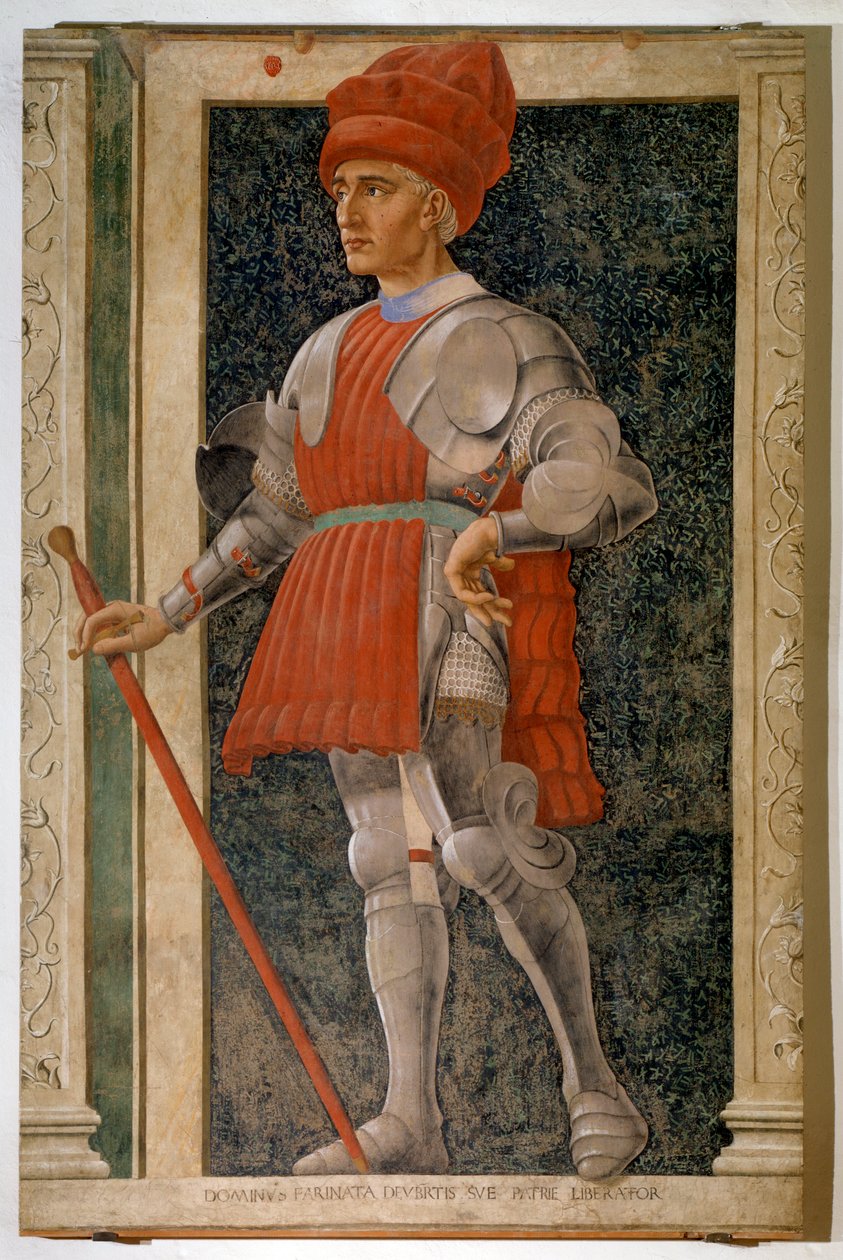 Farinata degli Ubertin muotokuva, italialainen aristokraatti ja sotilasjohtaja (tuore tekijältä Andrea del Castagno