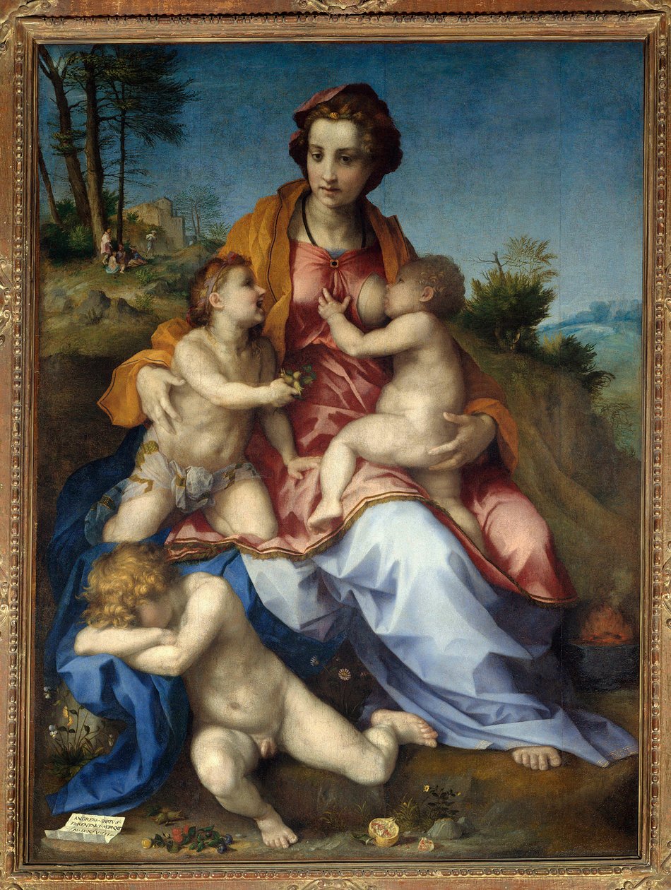 Andrea del Sarton (1486-1531) Charite Painting 1518 Su. 1,85 x 1,37 m. Pariisi. tekijältä Andrea del Sarto