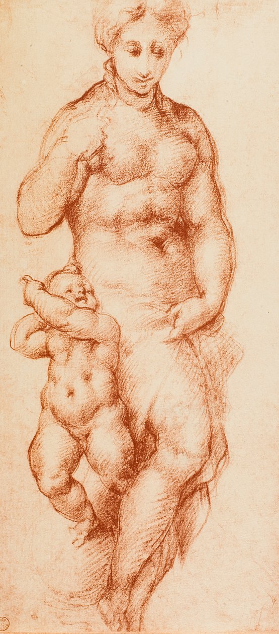Hyväntekeväisyys, Pontormon piirustus, aiemmin Andrea del Sarto. Piirustus- ja grafiikkakaappi, Uffizi-galleria, Firenze tekijältä Andrea del Sarto
