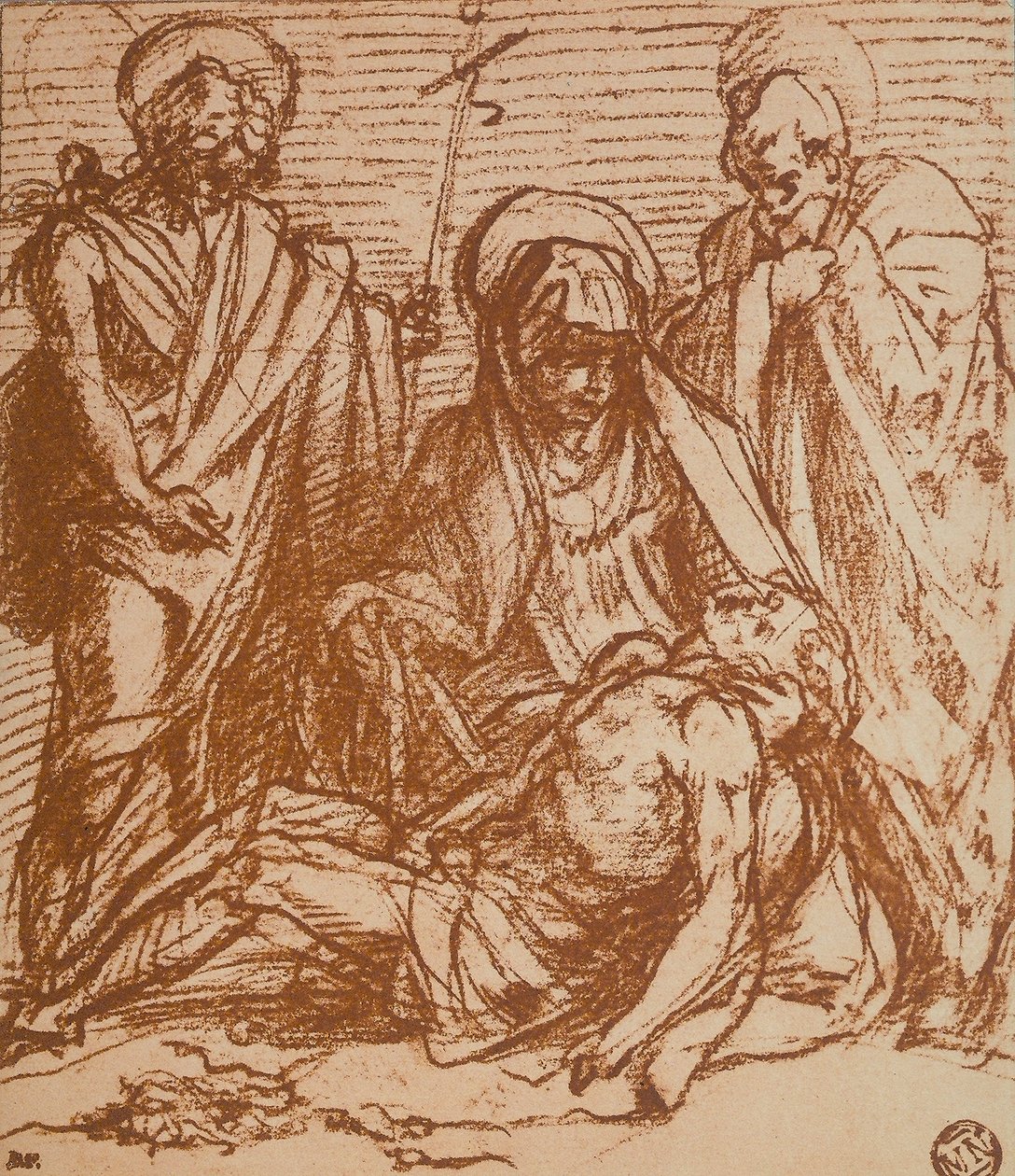 Kuollut Kristus neitsyiden käsivarsissa (Pieta) tekijältä Andrea del Sarto