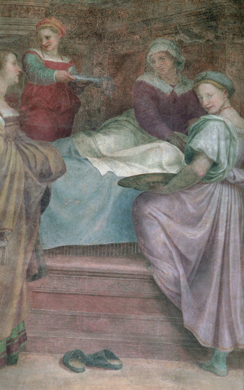 Ladies in Waiting, yksityiskohta Neitsyen syntymästä tekijältä Andrea del Sarto