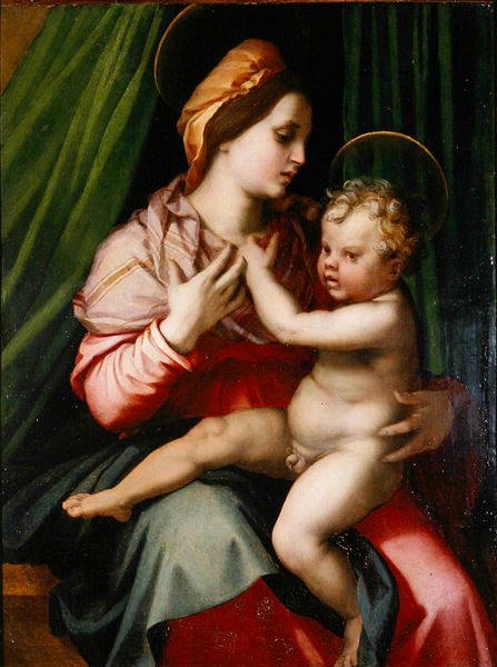 Madonna ja lapsi (öljy paneelissa) tekijältä Andrea del Sarto