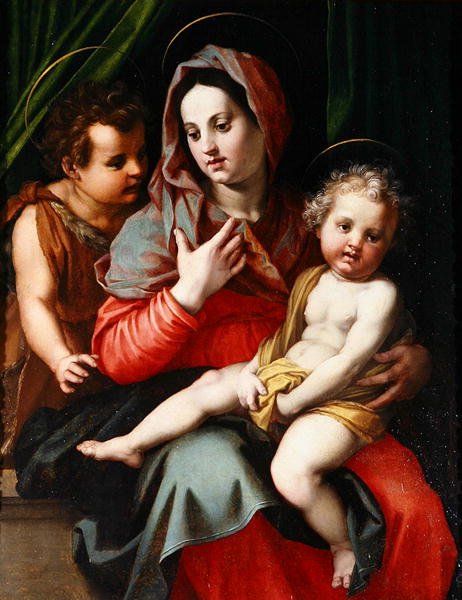 Madonna ja lapsi St. Johnin kanssa (öljy paneelissa) tekijältä Andrea del Sarto