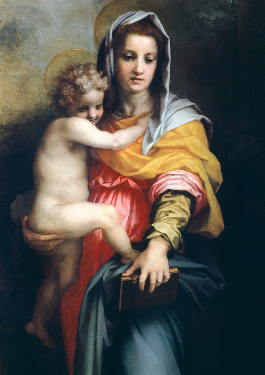 Madonna lapsen kanssa, yksityiskohta Harpioiden Madonnasta, 1517, Andrea del Sarto (1486-1530), öljy puulle, 207x178 cm tekijältä Andrea del Sarto