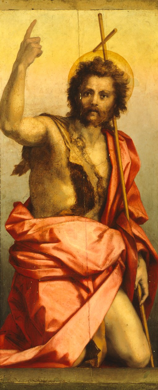 Johannes Kastajan maalaus (öljy paneelille) tekijältä Andrea del Sarto