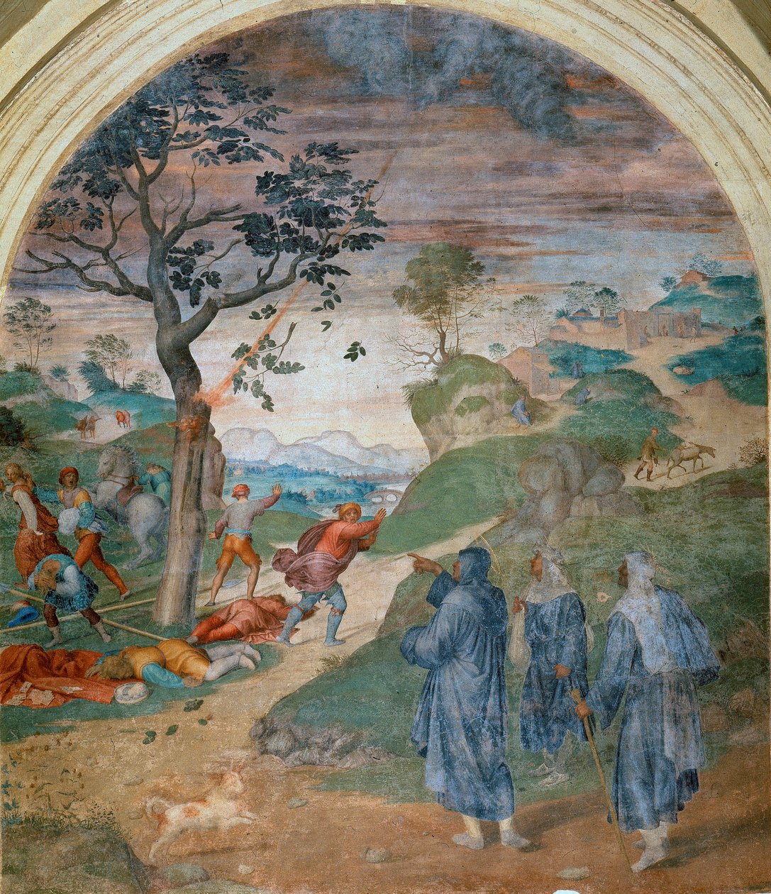 S. Filippo Benizzi rankaisemassa pilkkaajia, 1509-1510 tekijältä Andrea del Sarto