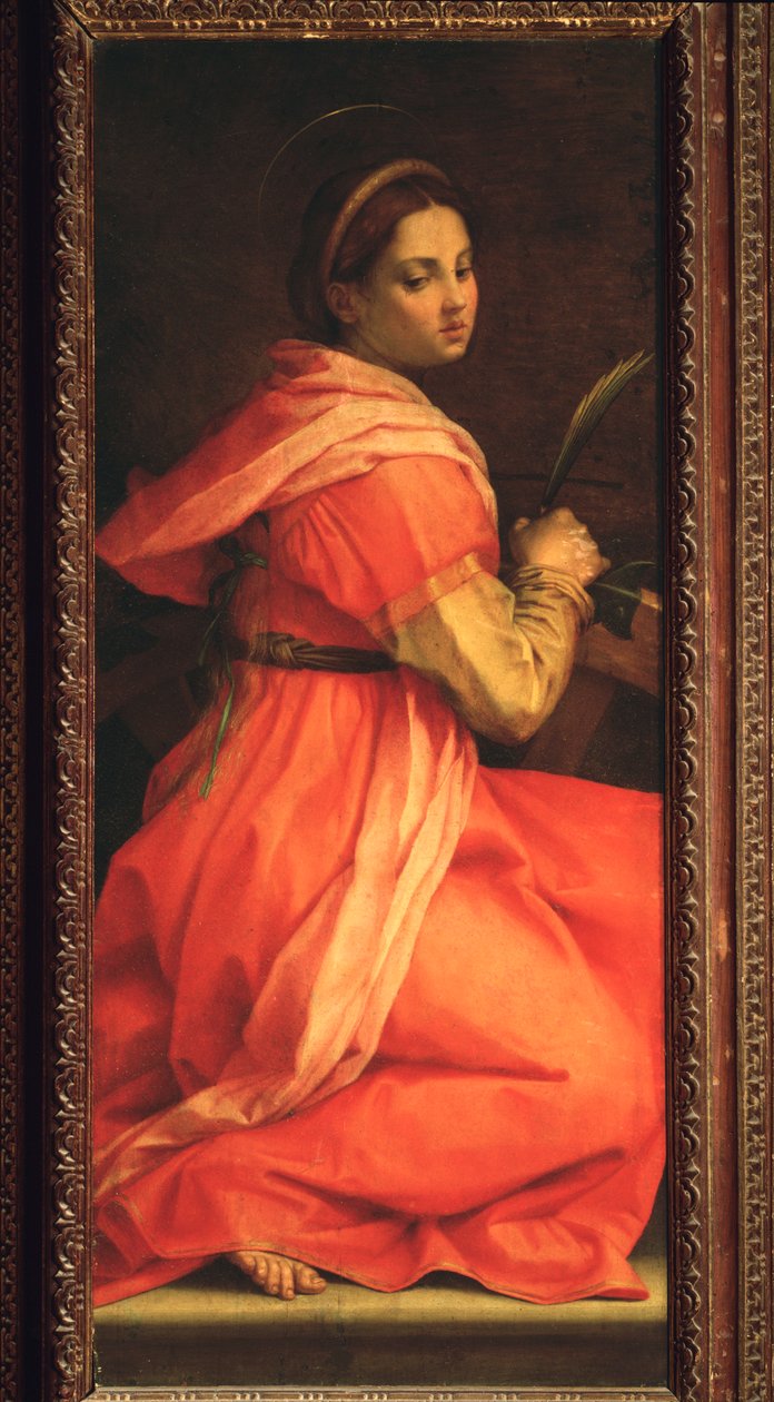Pyhä Katariina Aleksandrialainen, Pyhän Agneksen alttaritaulu (maalaus, 1525-1528) tekijältä Andrea del Sarto