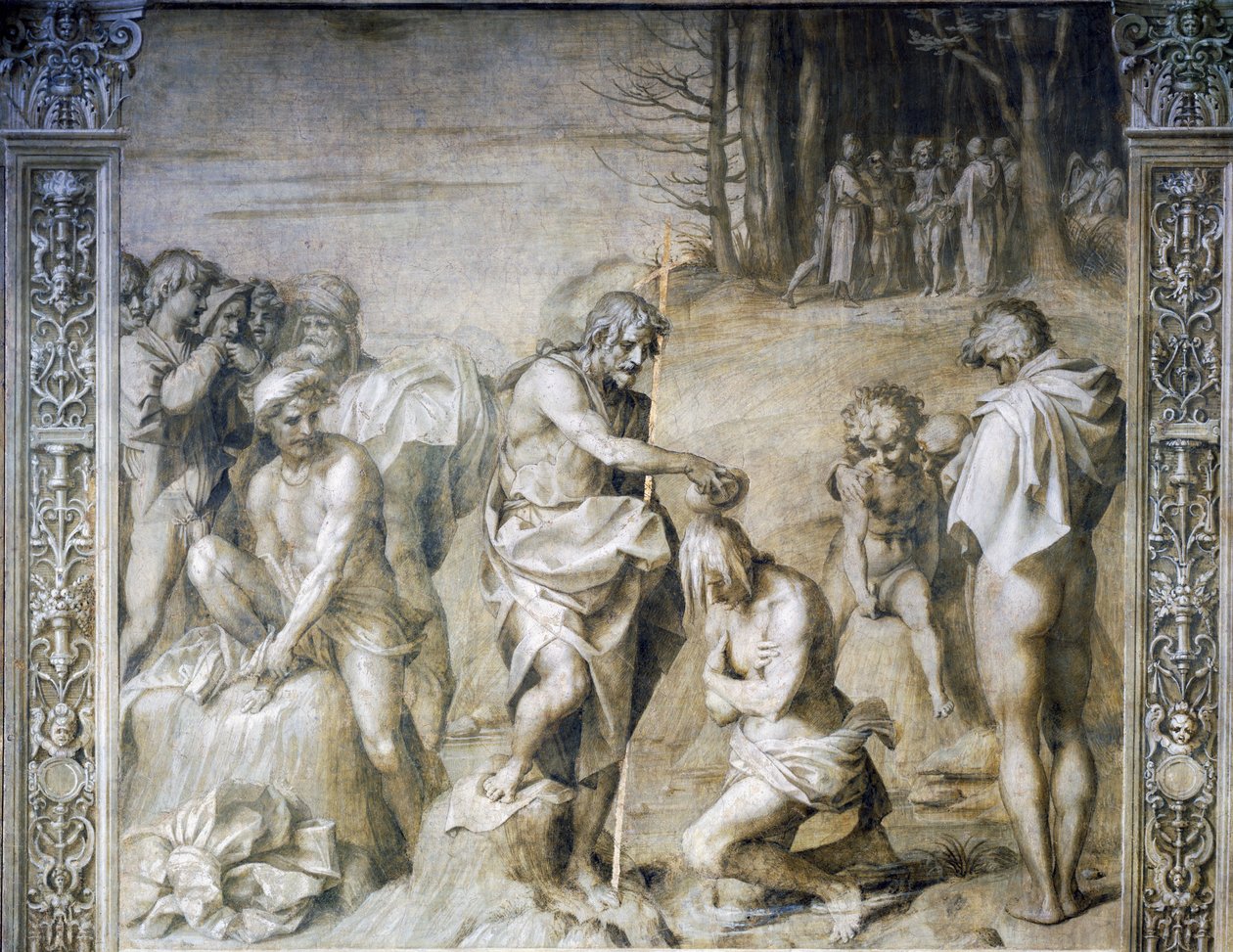 Pyhä Johannes kastaa väkijoukkoja tekijältä Andrea del Sarto