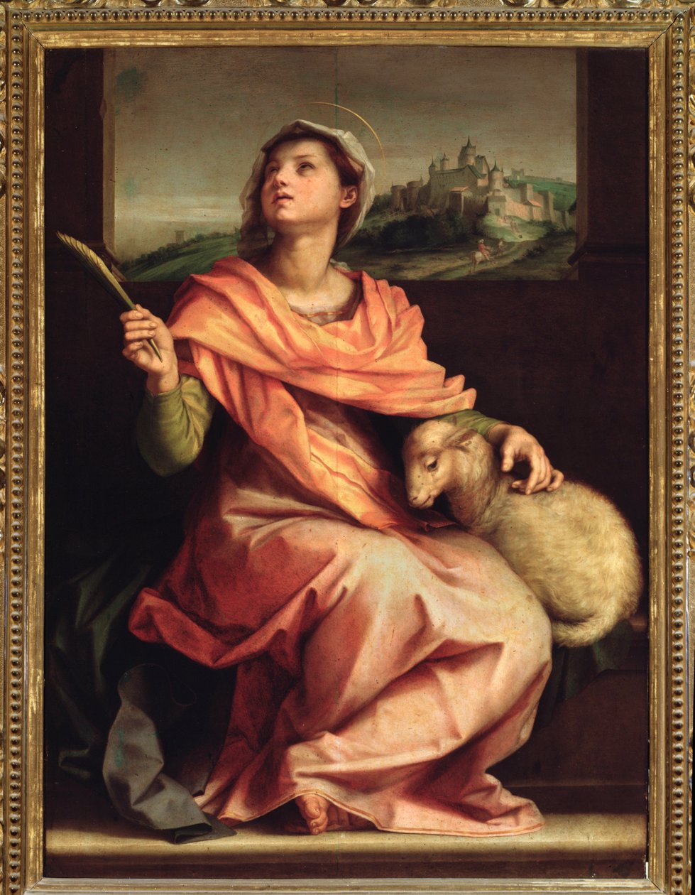 Santa Agnes of Rooma, Pyhän Agnesin alttaritaulu (maalaus, 1525-1528) tekijältä Andrea del Sarto