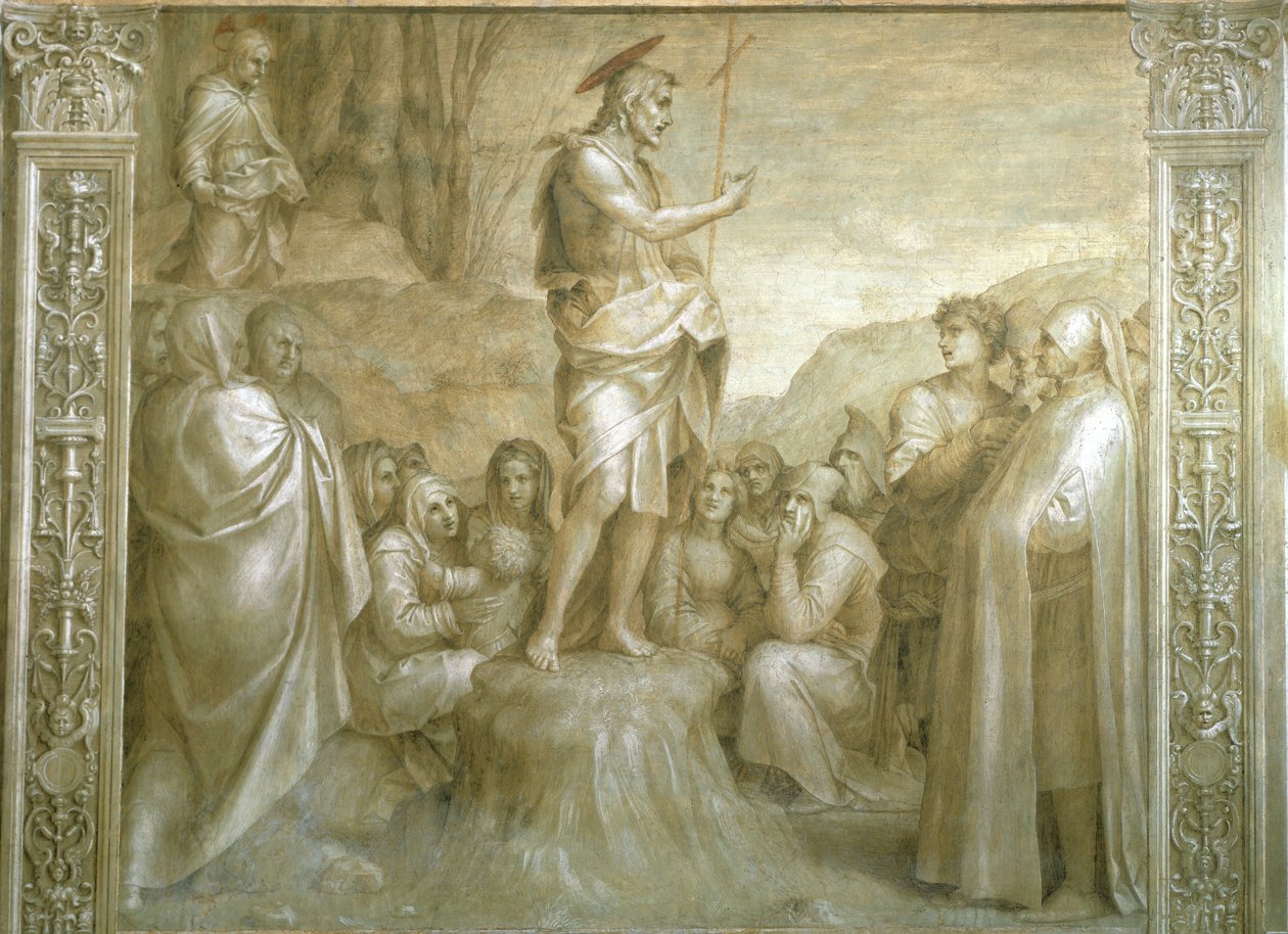 Andrea del Sarton (1486-1530) tarinat Pyhästä Johanneksesta, fresko, yksityiskohta, Scalzon luostari, Firenze tekijältä Andrea del Sarto