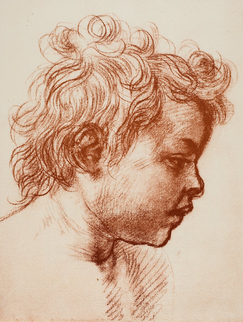 Opintojakso Pyhän Perheen Pyhän Johanneksen (lapsen) päämiehelle, Galleria Palatina, Pitti; piirustus Andrea del Sarto, piirustusten ja grafiikan laitos, Uffizi Gallery, Firenze tekijältä Andrea del Sarto