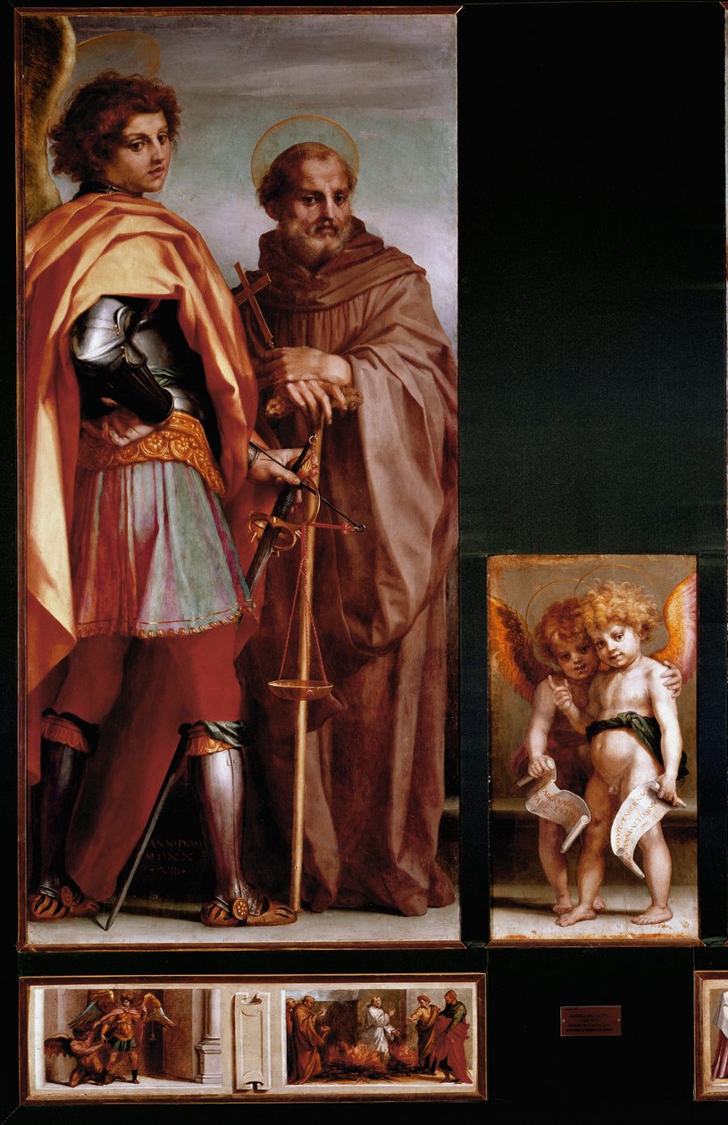 Vallombrosan alttaritaulu: St Michael ja Giovanni Gualberto, sivupaneelit. (öljy paneelissa tekijältä Andrea del Sarto