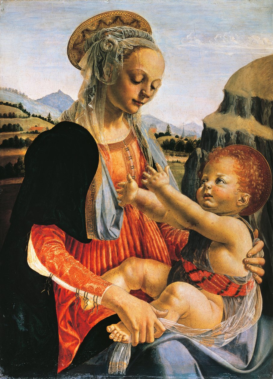 Madonna ja lapsi, noin 1470, kirjoittanut Andrea del Verrocchio (1437-1488), Öljy puulle, 75,5x54,8 cm tekijältä Andrea del Verrocchio