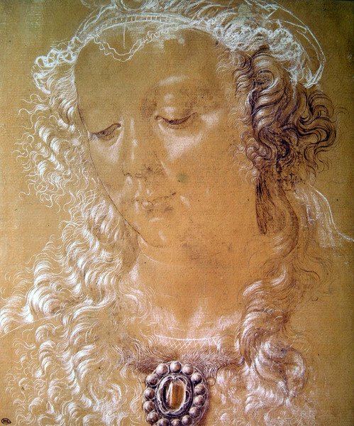 Isabella dEsten muotokuva (pastelli ja värikynä) tekijältä Andrea del Verrocchio