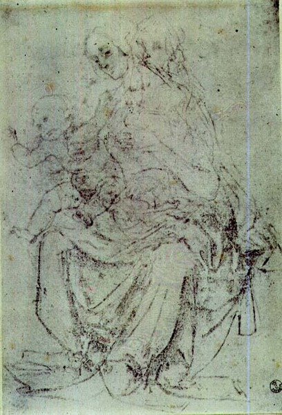 Tutkimus Madonnasta ja lapsesta (liitu paperille) tekijältä Andrea del Verrocchio