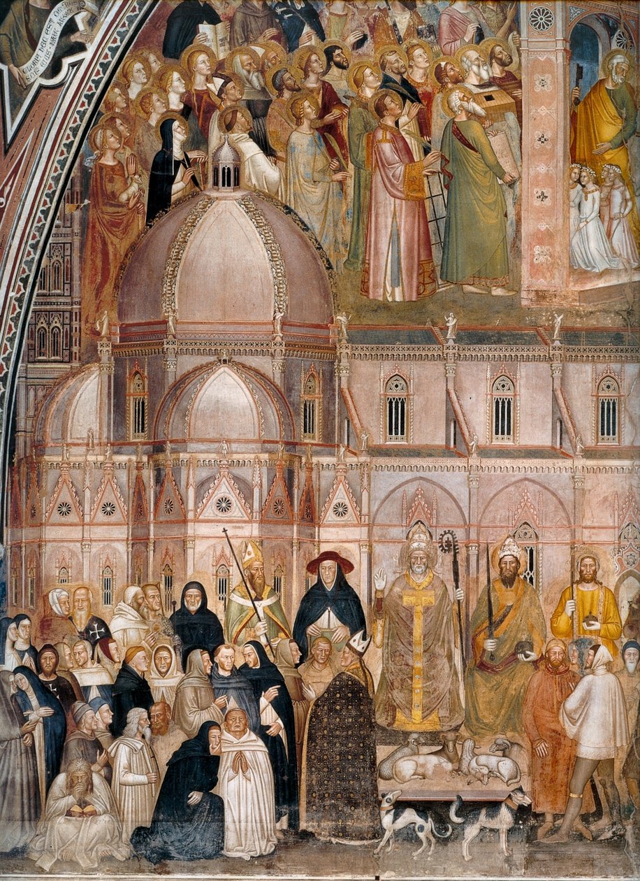 Triumph of the Church, Church Militant and Triumphant Vaihtoehtoinen nimi(t):  Allegoria aktiivisesta ja voittoisasta kirkosta ja dominikaanijärjestöstä. tekijältä Andrea di Bonaiuto