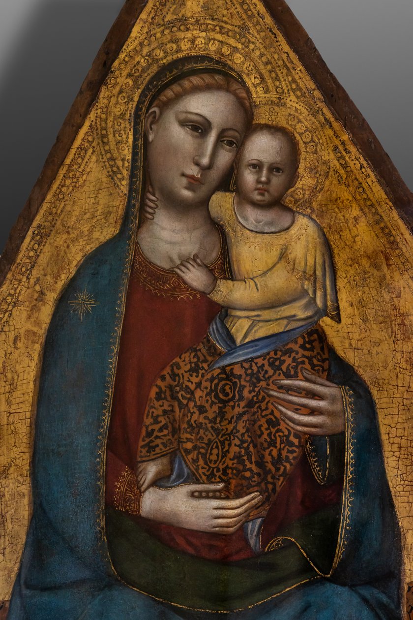 Valtaistuimella Madonna ja Jeesus-lapsi tekijältä Andrea di Cione (attr.to) Orcagna