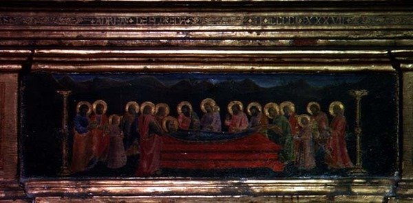Madonna Girdle, yksityiskohta predellan kuvasta. tekijältä Andrea di Giusto Manzini