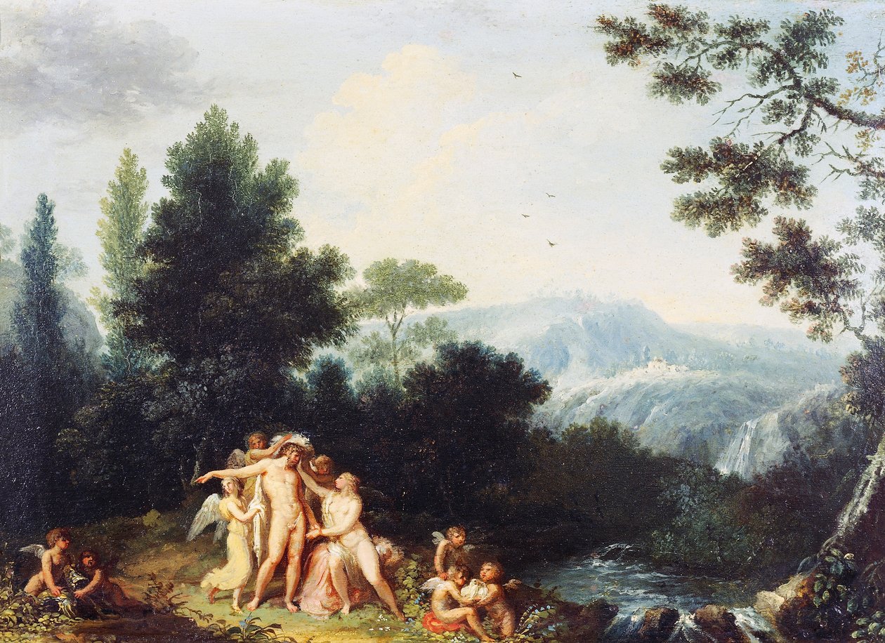 Mars ja Venus, n. 1801, Andrea Appiani (1754-1817), öljy puulle, 24,5x34,5 cm tekijältä Andrea the Elder Appiani