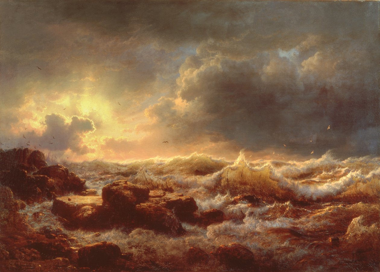 Clearing Up - Sisilian rannikko, 1847 tekijältä Andreas Achenbach
