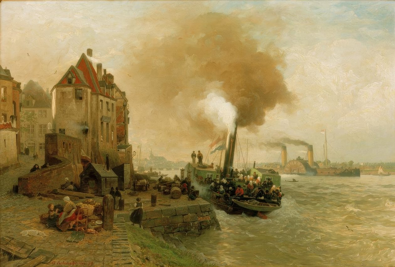 Das Kohlentor am Düsseldorfer Rheinufer tekijältä Andreas Achenbach