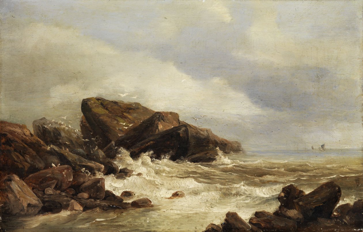 Kalliorannikko aallokossa tekijältä Andreas Achenbach