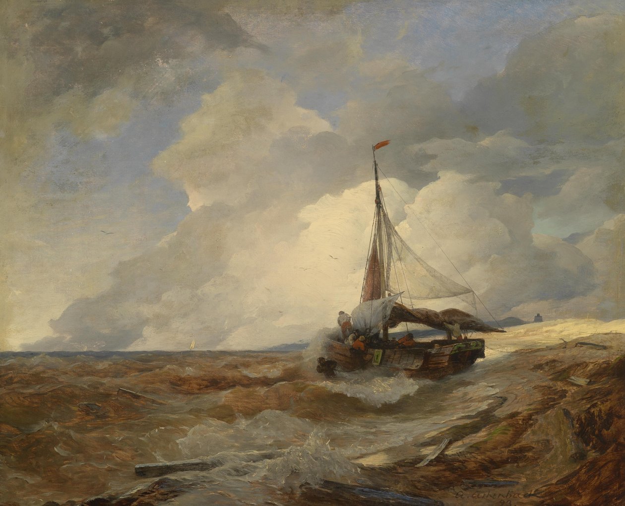 Fischerboot Seenotissa tekijältä Andreas Achenbach