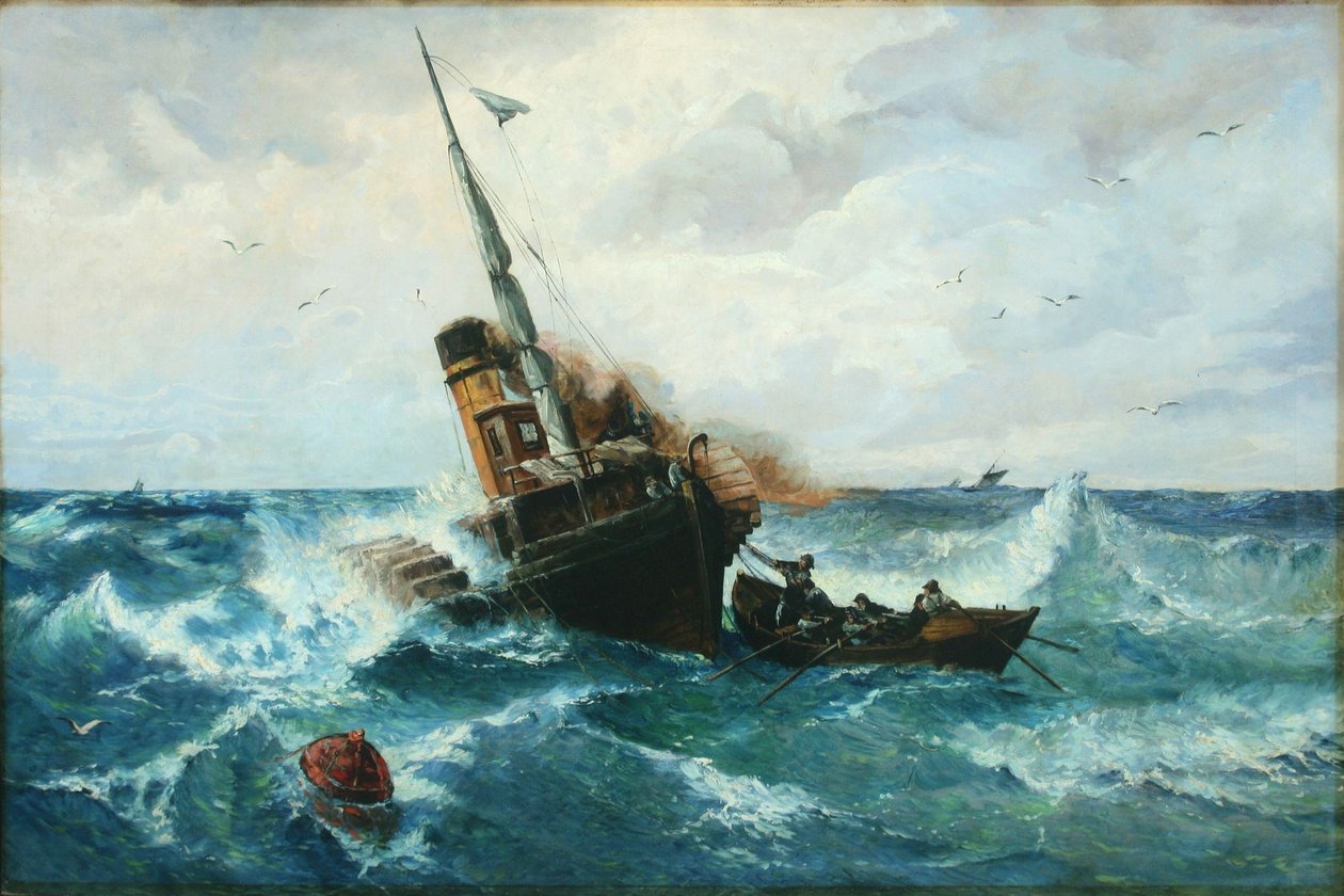 Mela-alus myrskyisellä merellä tekijältä Andreas Achenbach