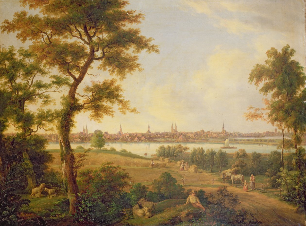 Näkymä Lyypekkiin, 1869 tekijältä Andreas Achenbach