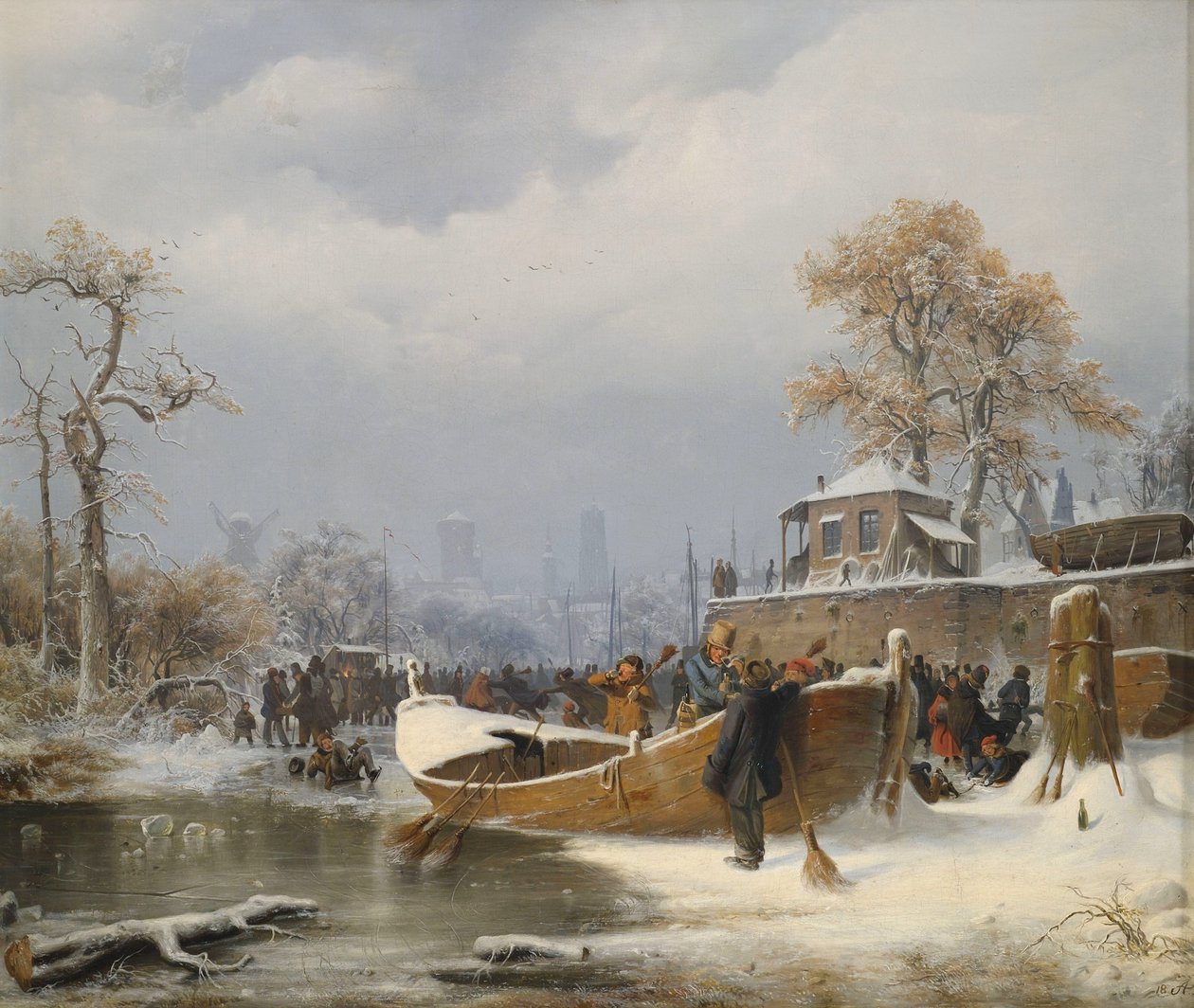 Winterliche Bootsanlegestelle tekijältä Andreas Achenbach