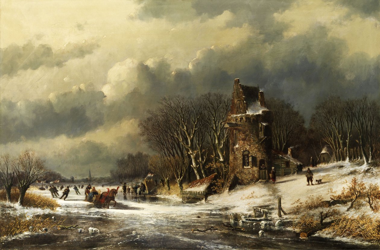 Holländische Landschaft mit Figuren tekijältä Andreas Schelfhout