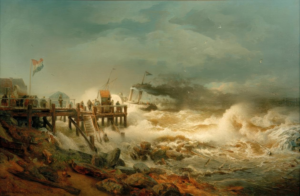 Abfahrt eines Dampfers tekijältä Andreas Achenbach