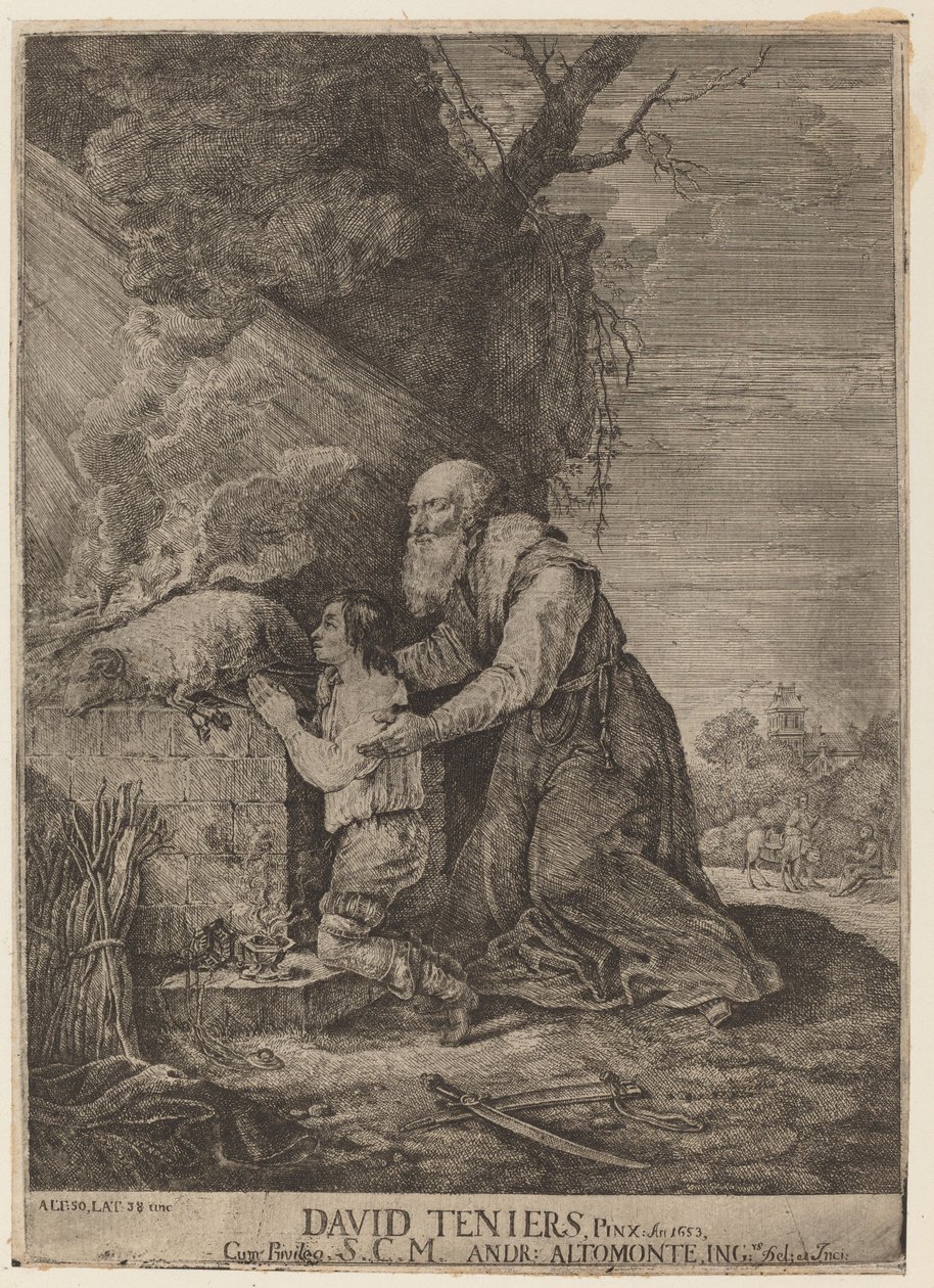 Iisakin uhri tekijältä Andreas Altomonte, after David Teniers the Younger